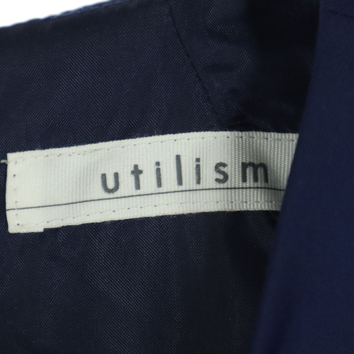 未使用 utilism ユーティリズム 7分袖 オフィスカジュアル 膝丈ワンピース 4 ネイビー レディース