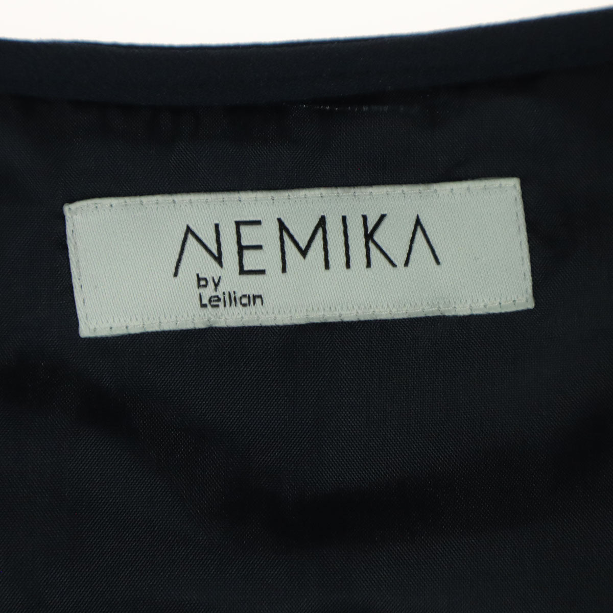 未使用 NEMIKA ネミカ 日本製 ノースリーブ 膝下丈 ワンピース 13+ ネイビー Leilian レリアン レディース