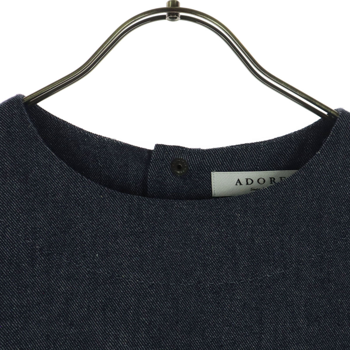 ADORE アドーア 日本製 半袖 バックボタン カットソー 38 ネイビー系 レディース