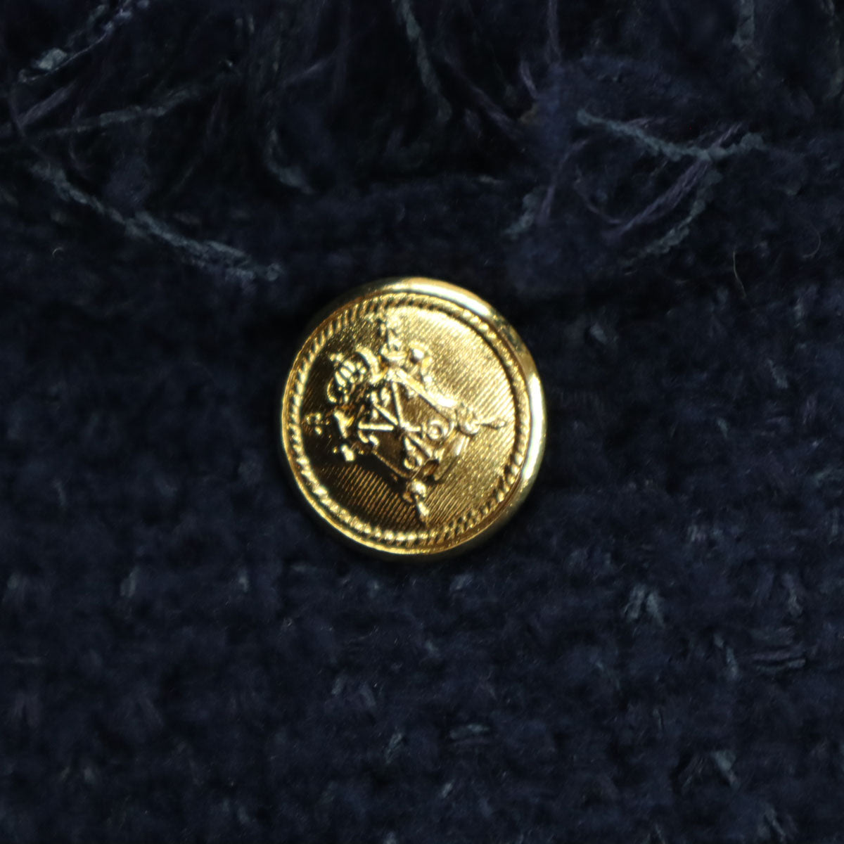 美品 ADAWAS アダワス 長袖 ツイードジャケット FREE ネイビー レディース