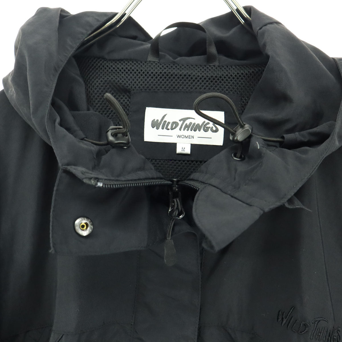 美品 WILDTHINGS ワイルドシングス 長袖 裾、ウエスト調整紐付き マウンテンパーカー M ブラック レディース