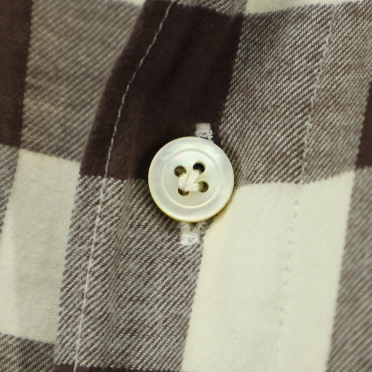 美品 Finamore フィナモレ イタリア製 チェック柄 長袖 シャツ ブラウン メンズ