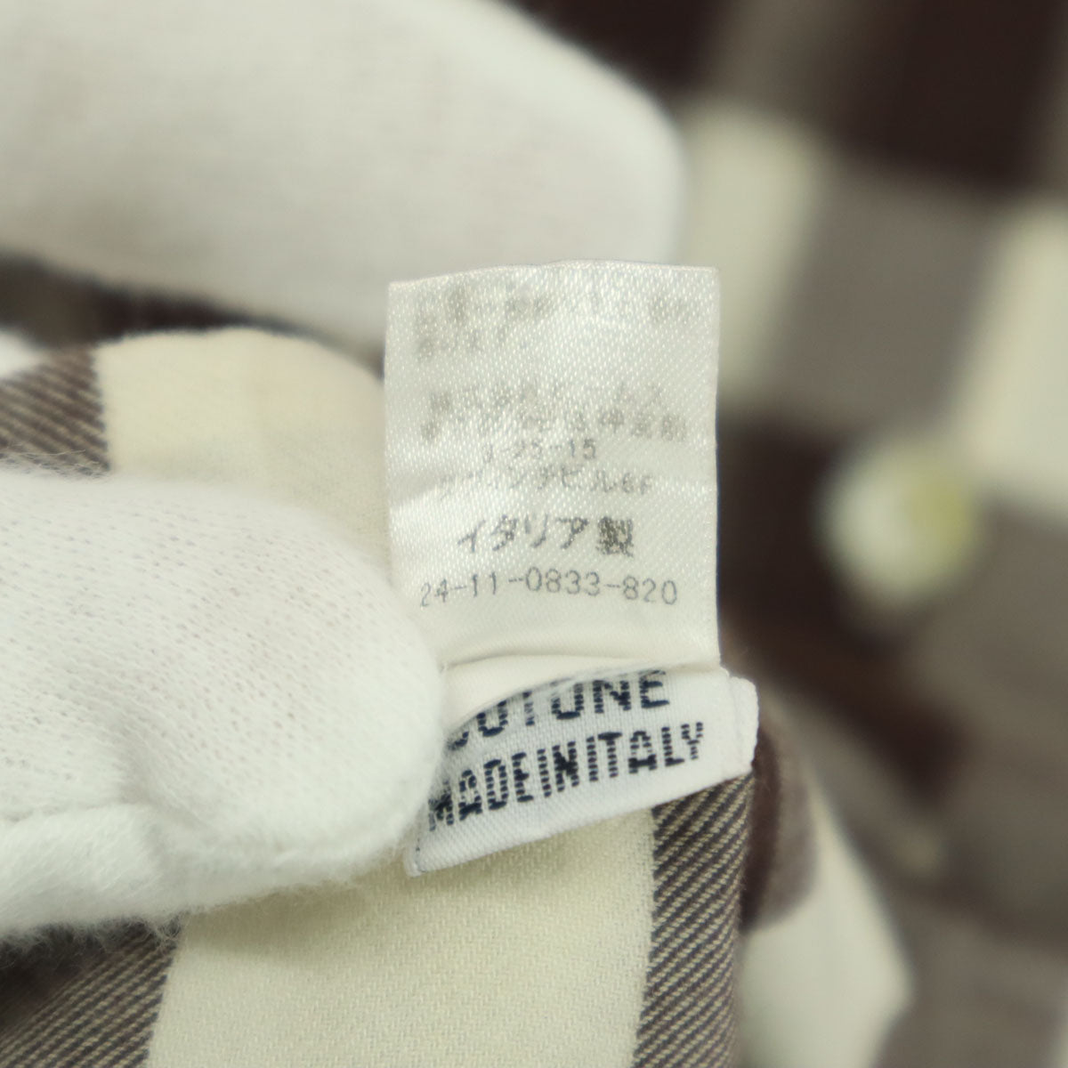 美品 Finamore フィナモレ イタリア製 チェック柄 長袖 シャツ ブラウン メンズ