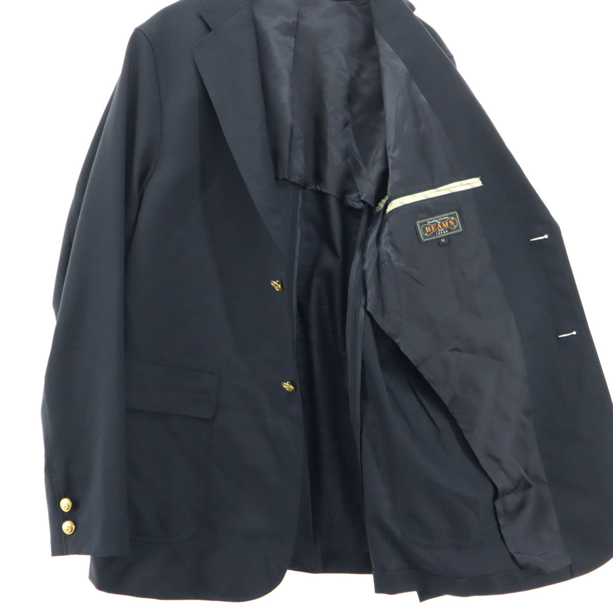 美品 BEAMS PLUS ビームスプラス 長袖 コーデュラナイロン 金ボタン ブレザー M ブラック メンズ