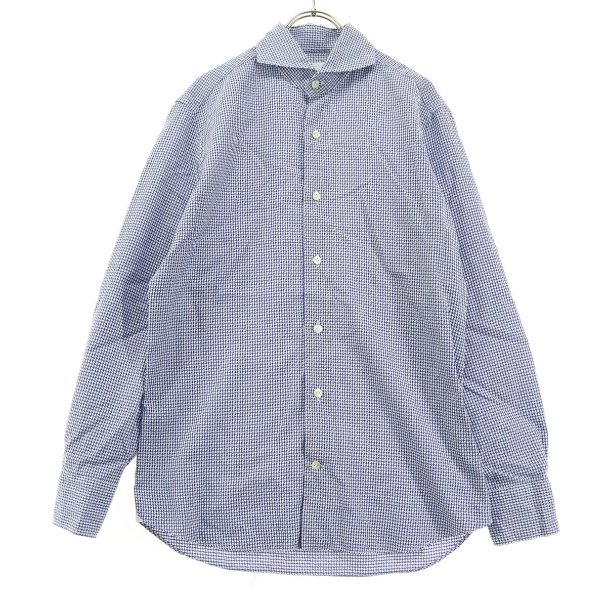 美品 giannetta ジャンネット 総柄 長袖 コットンシャツ S ブルー メンズ