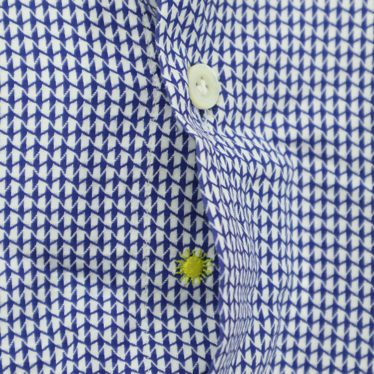 美品 giannetta ジャンネット 総柄 長袖 コットンシャツ S ブルー メンズ