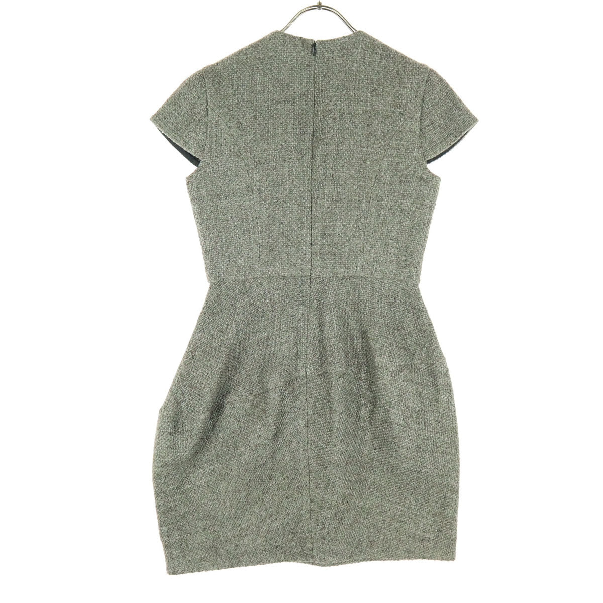 美品 YOKO CHAN ヨーコチャン 日本製 フレンチスリーブ 膝丈ワンピース 38 グレー レディース