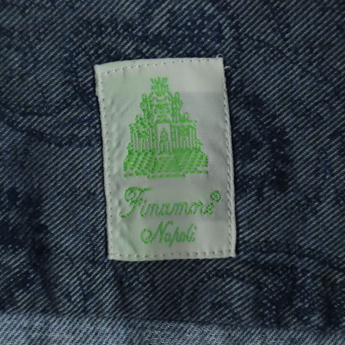 美品 Finamore フィナモレ イタリア製 総柄 長袖 コットンシャツ ブルー メンズ