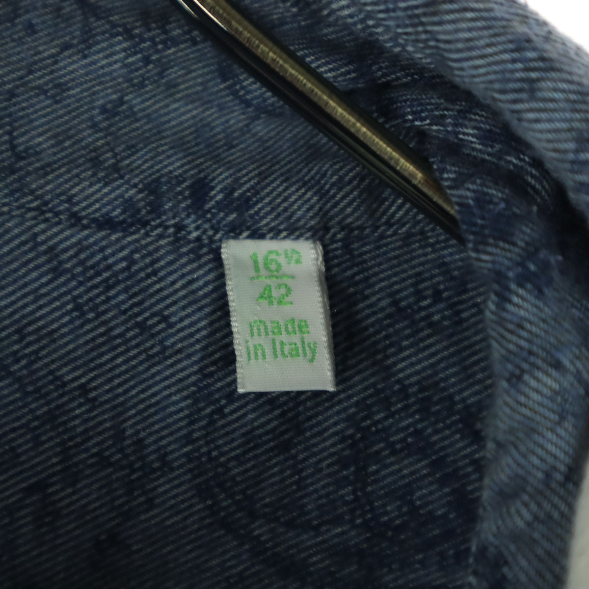 美品 Finamore フィナモレ イタリア製 総柄 長袖 コットンシャツ ブルー メンズ