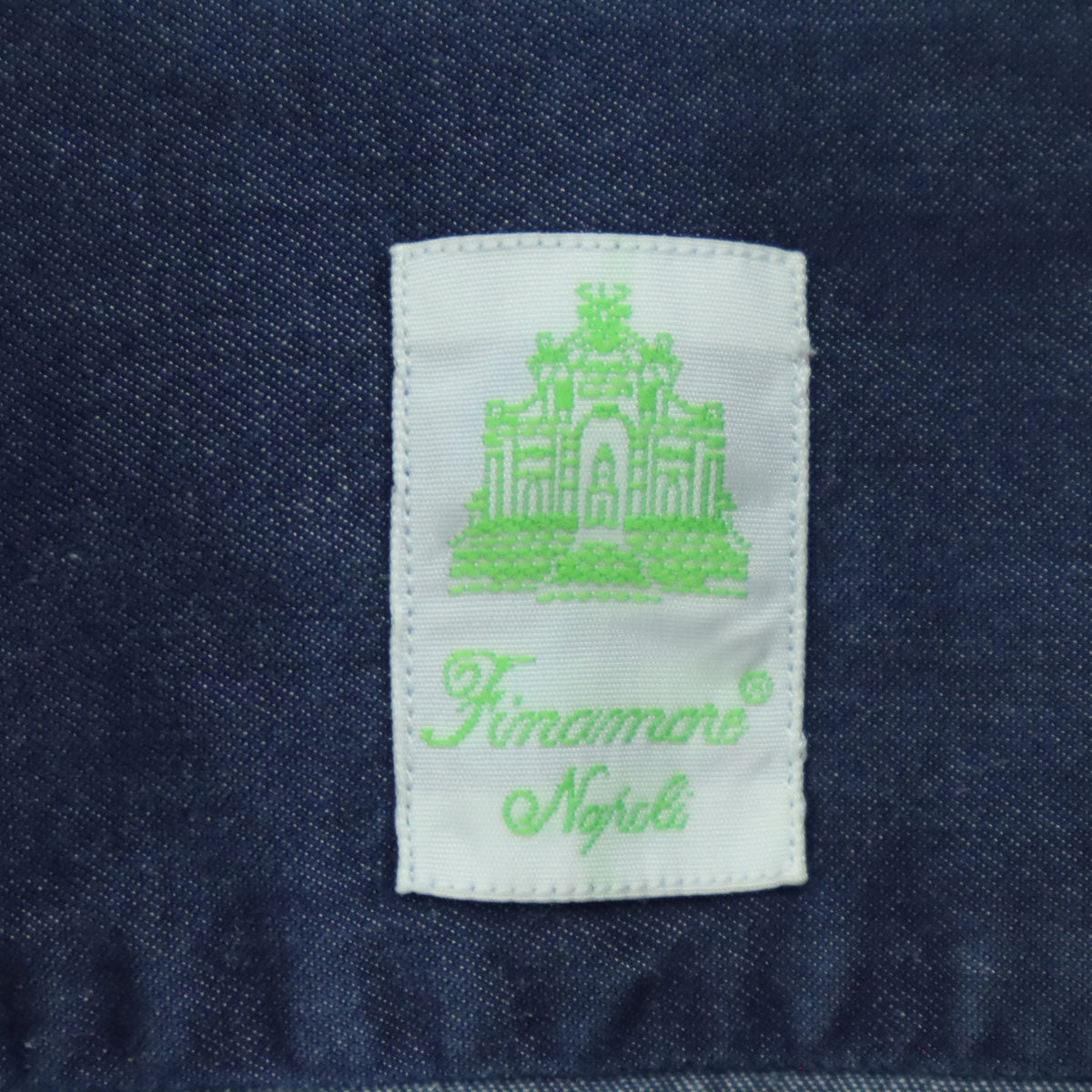 美品 Finamore フィナモレ 長袖 デニムシャツ ブルー メンズ