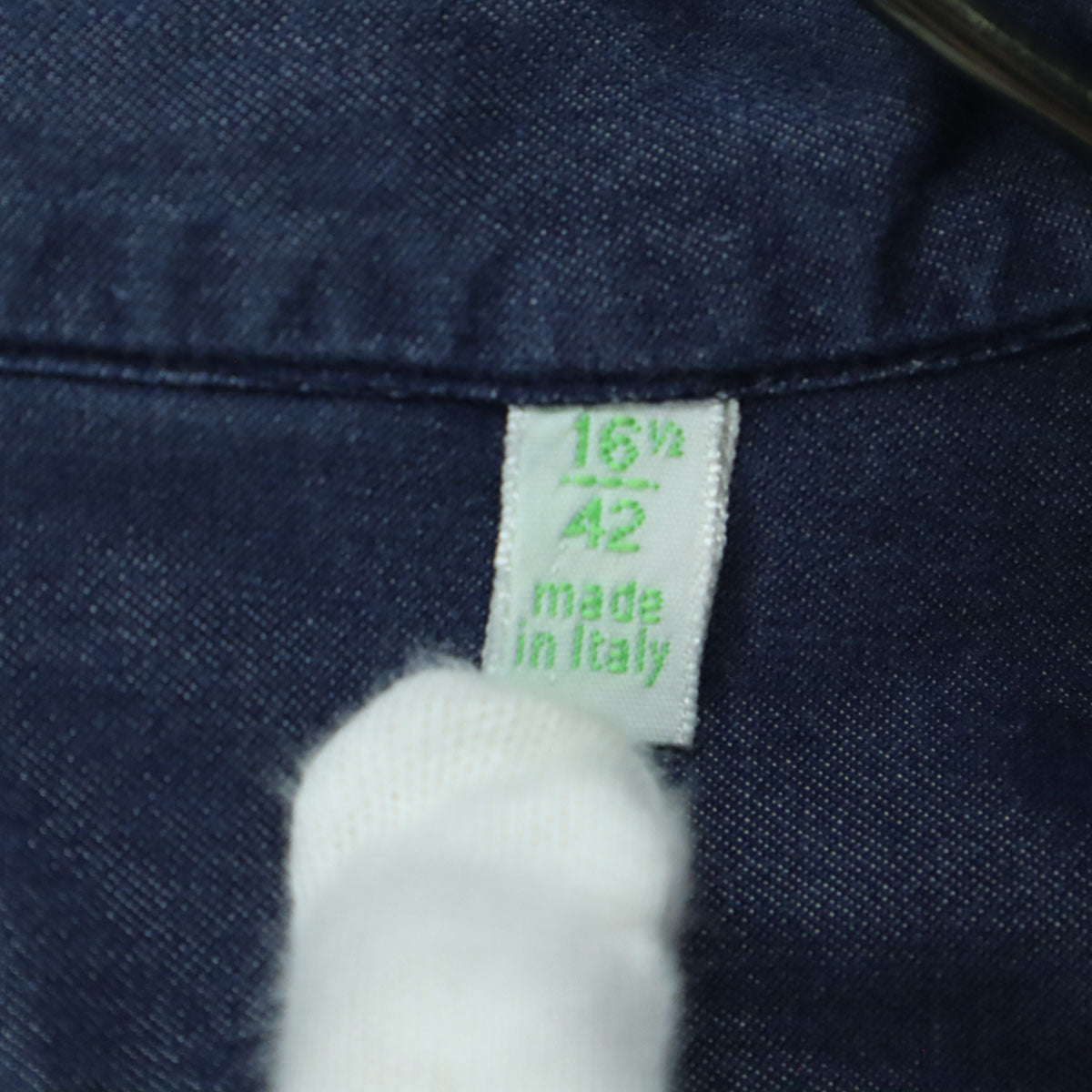 美品 Finamore フィナモレ 長袖 デニムシャツ ブルー メンズ