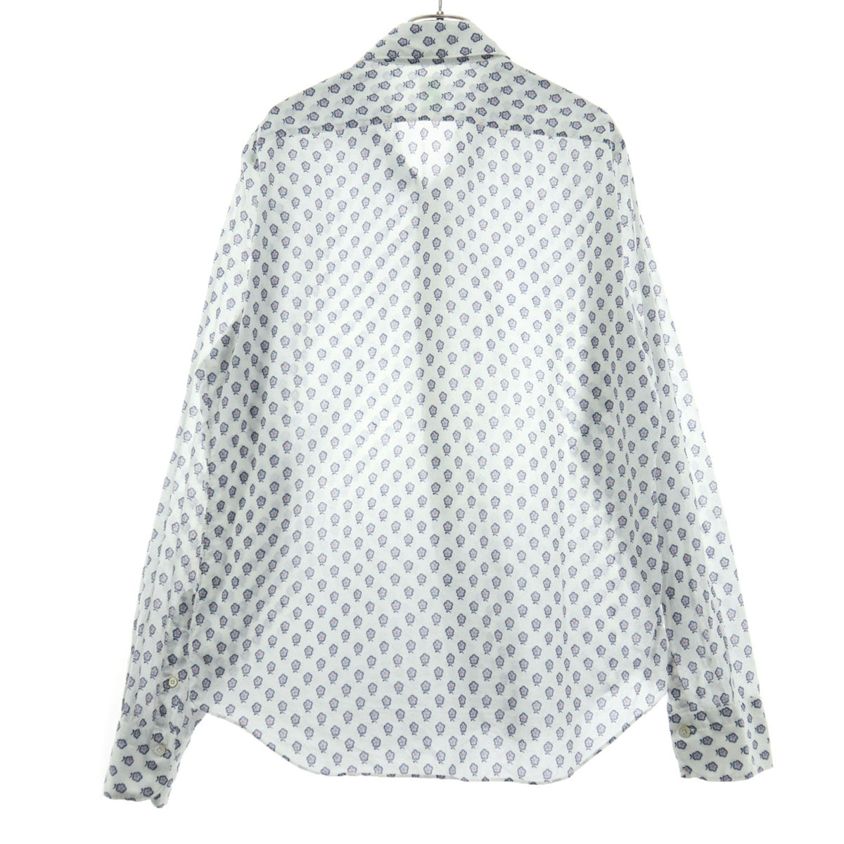 Finamore フィナモレ 花柄 長袖 コットンシャツ ホワイト メンズ