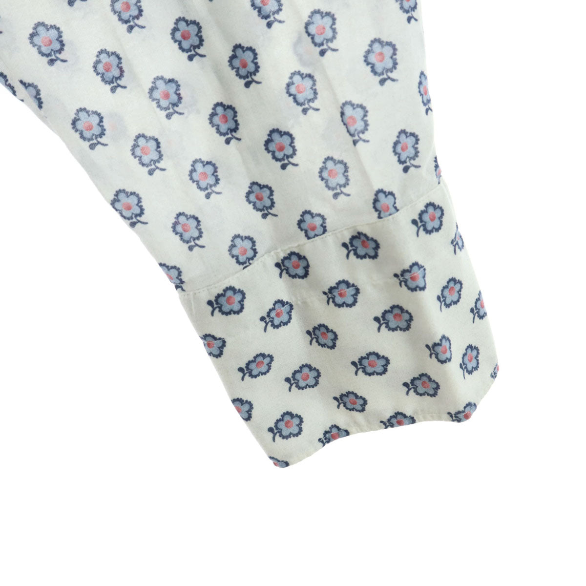 Finamore フィナモレ 花柄 長袖 コットンシャツ ホワイト メンズ