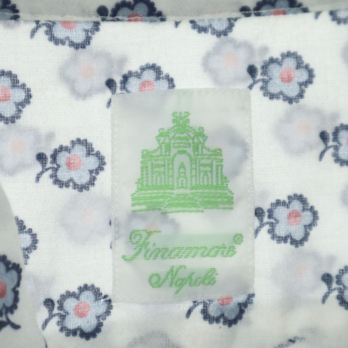 Finamore フィナモレ 花柄 長袖 コットンシャツ ホワイト メンズ