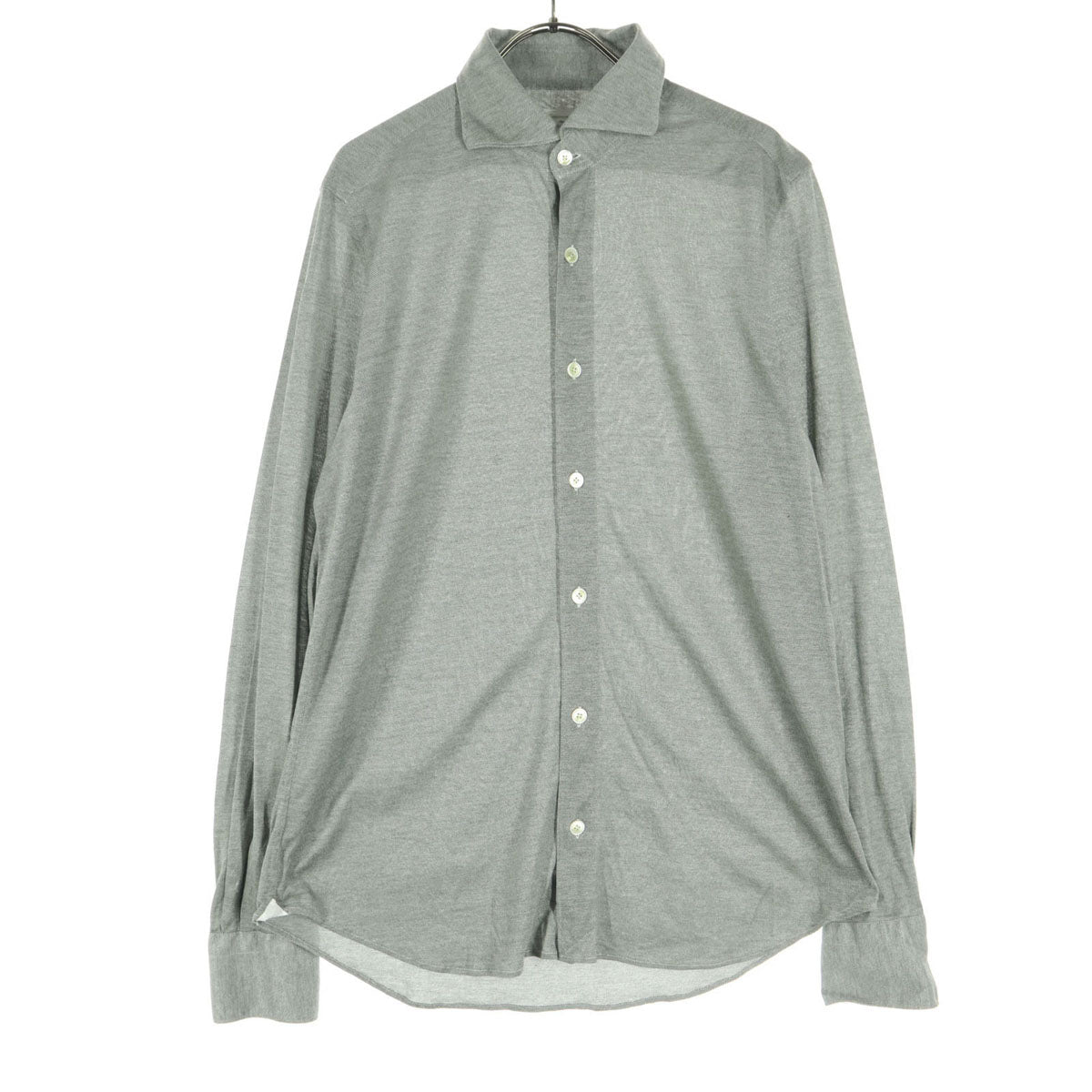 美品 Finamore フィナモレ イタリア製 長袖 コットンシャツ 16/41 グレー系 メンズ