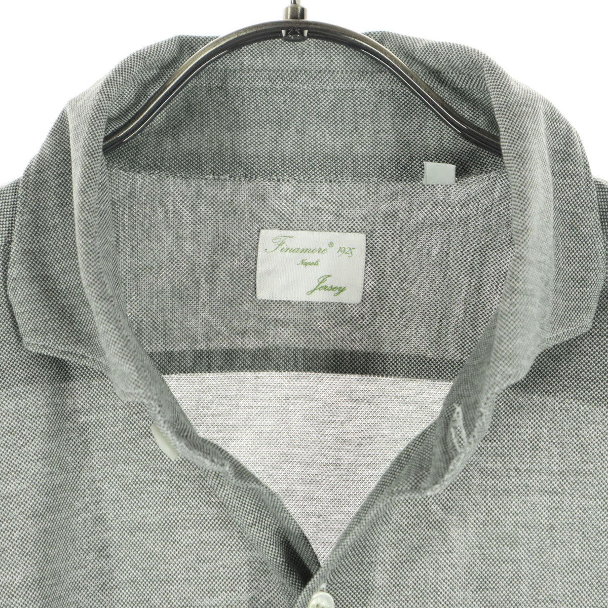 美品 Finamore フィナモレ イタリア製 長袖 コットンシャツ 16/41 グレー系 メンズ