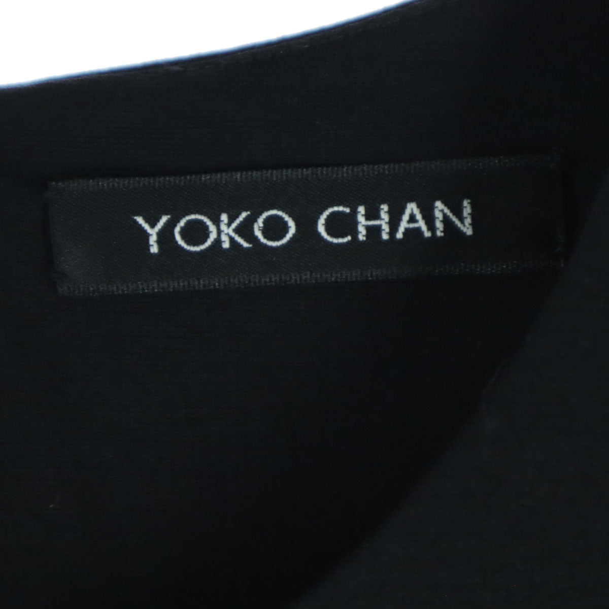 美品 YOKO CHAN ヨーコチャン 半袖 膝丈ワンピース 36 ブラック バックジップ レディース