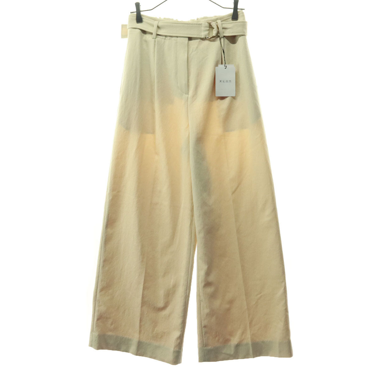 未使用 PLST プラステ ベルテッド ワイドパンツ M アイボリー ワッシャーツイル レディース
