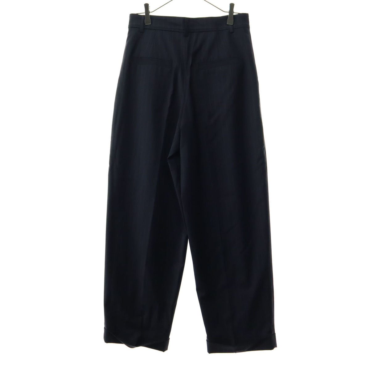 未使用 PLST プラステ ストライプ フロントタック ウールパンツ M ネイビー レディース