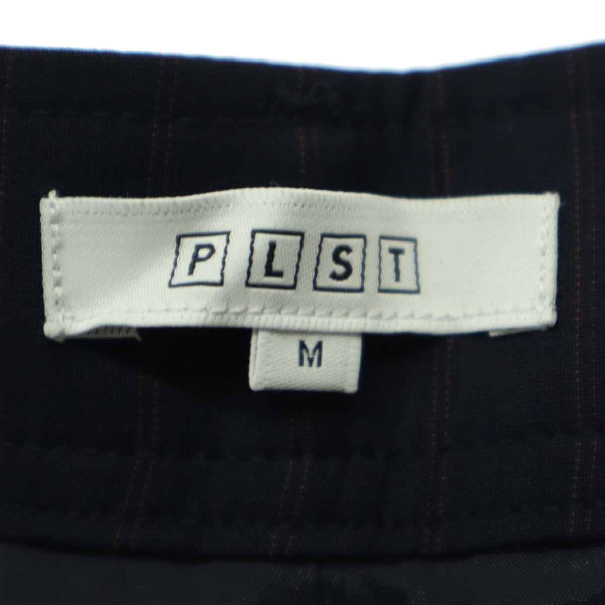 未使用 PLST プラステ ストライプ フロントタック ウールパンツ M ネイビー レディース