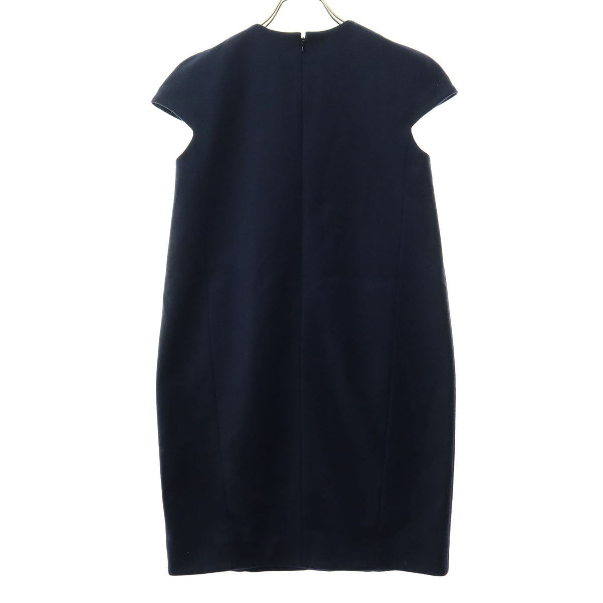 美品 YOKO CHAN ヨーコチャン ウールブレンド ノースリーブ ワンピース 38 ネイビー レディース