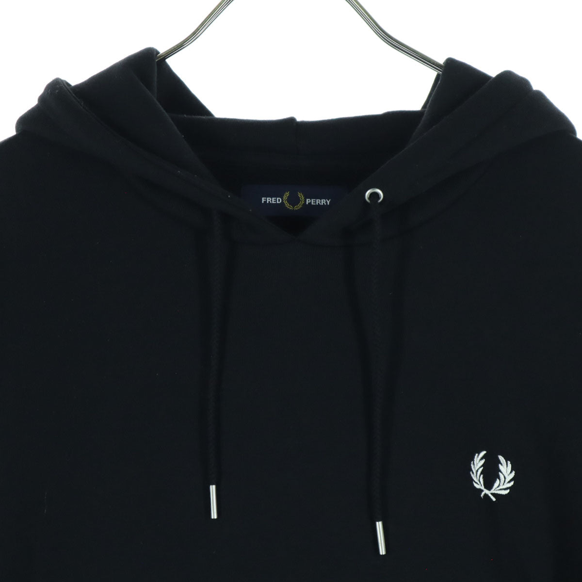FRED PERRY フレッドペリー ワンポイント刺_ 長袖 パーカー L ブラック メンズ