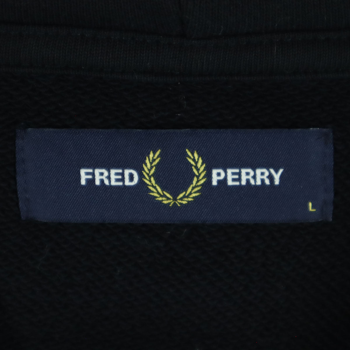 FRED PERRY フレッドペリー ワンポイント刺_ 長袖 パーカー L ブラック メンズ