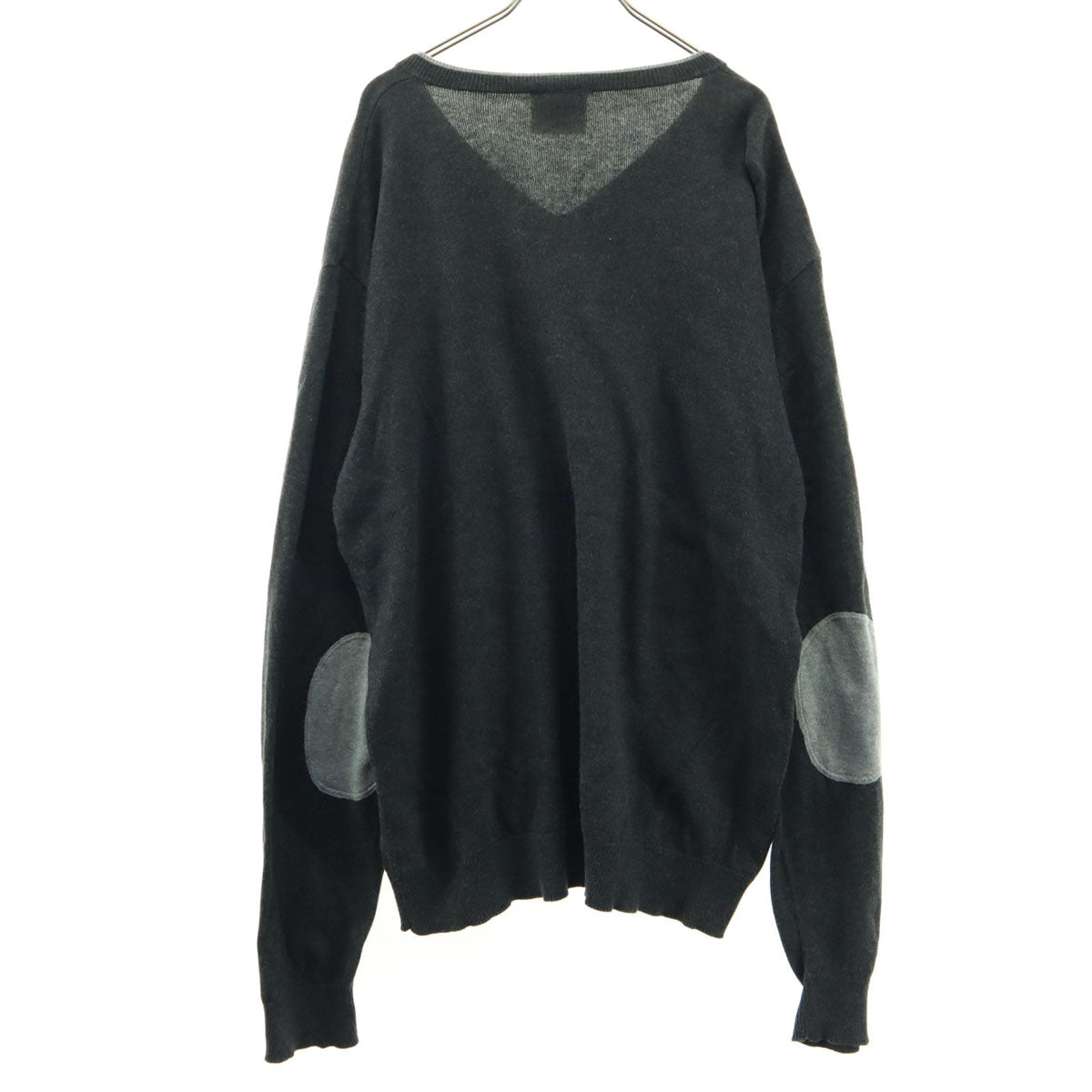 BORUSSIA DORTMUND ボルシアドルトムント エルボーパッチ ワンポイント刺繍 サッカー 長袖 Vネック ニット XXL グレー系 メンズ