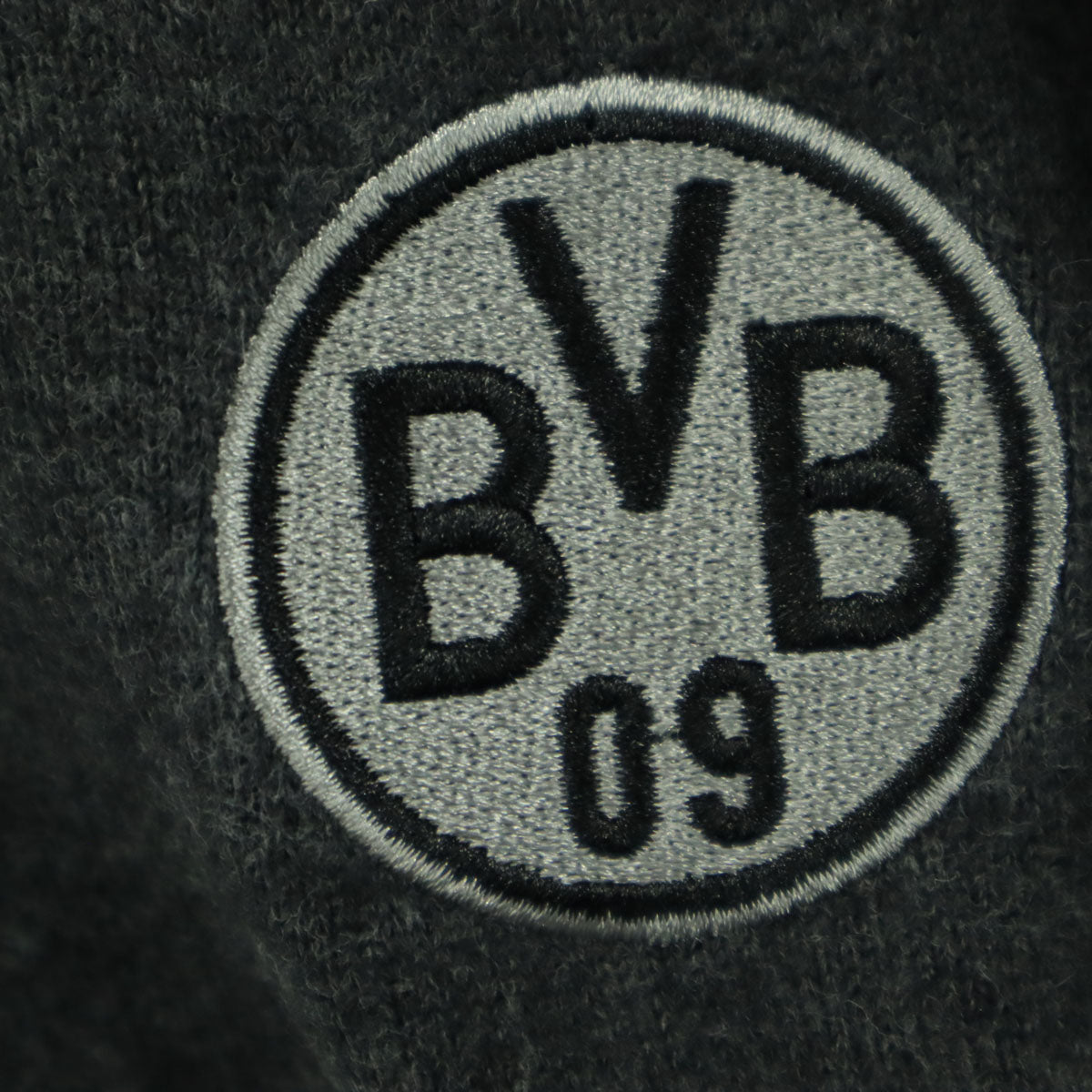 BORUSSIA DORTMUND ボルシアドルトムント エルボーパッチ ワンポイント刺繍 サッカー 長袖 Vネック ニット XXL グレー系 メンズ