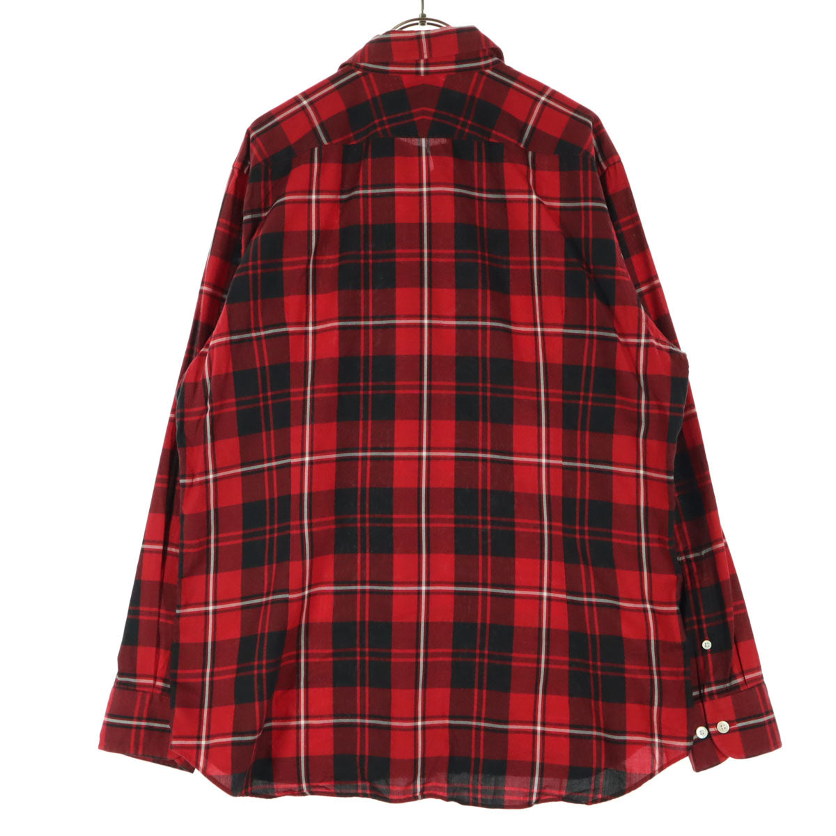 Mackintosh マッキントッシュ 日本製 チェック柄 長袖 ホリゾンタルカラー コットンシャツ L レッド 三陽商会 メンズ