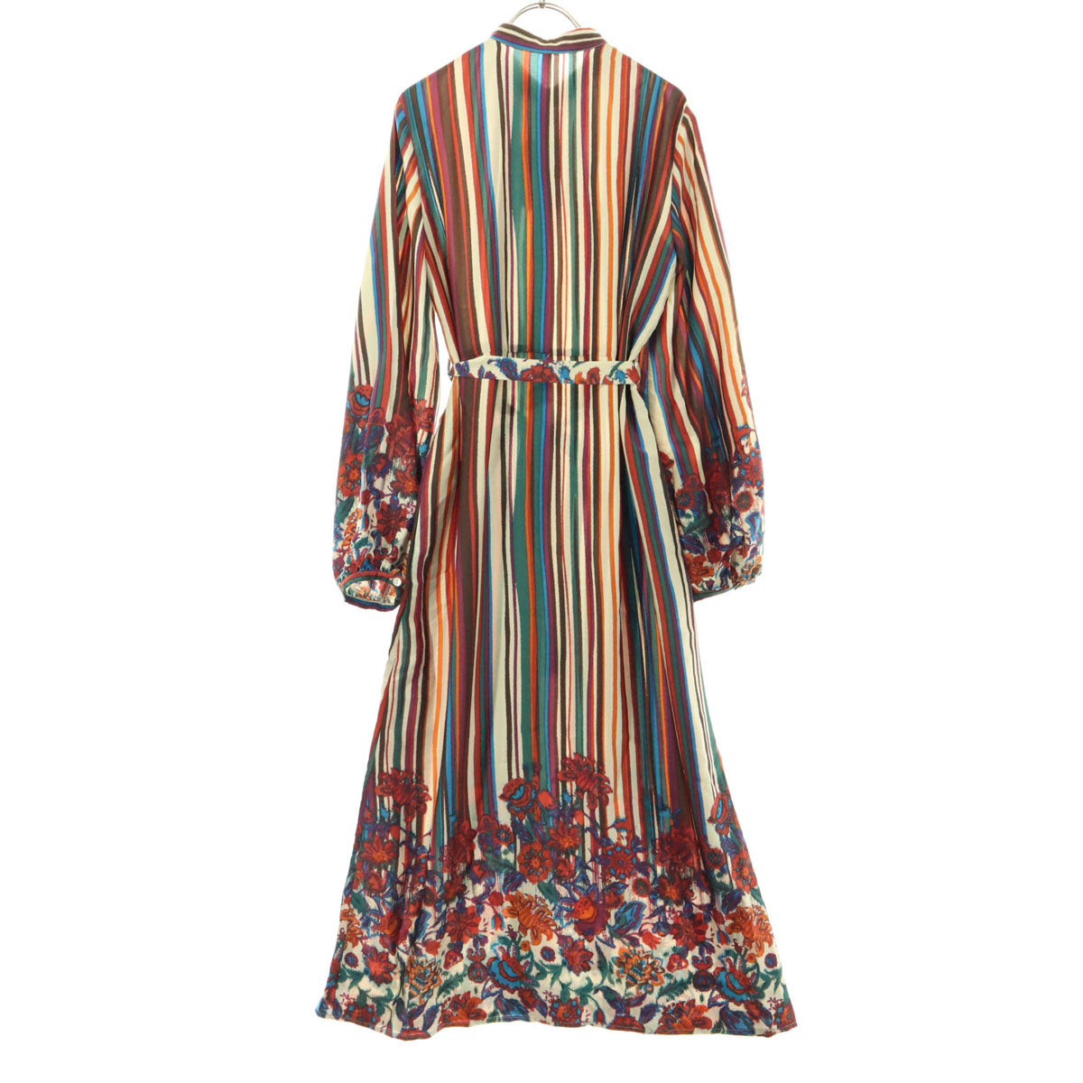 未使用 Ungrid アングリッド ストライプ柄 花柄 長袖 ガウン F ベージュ系 レディース