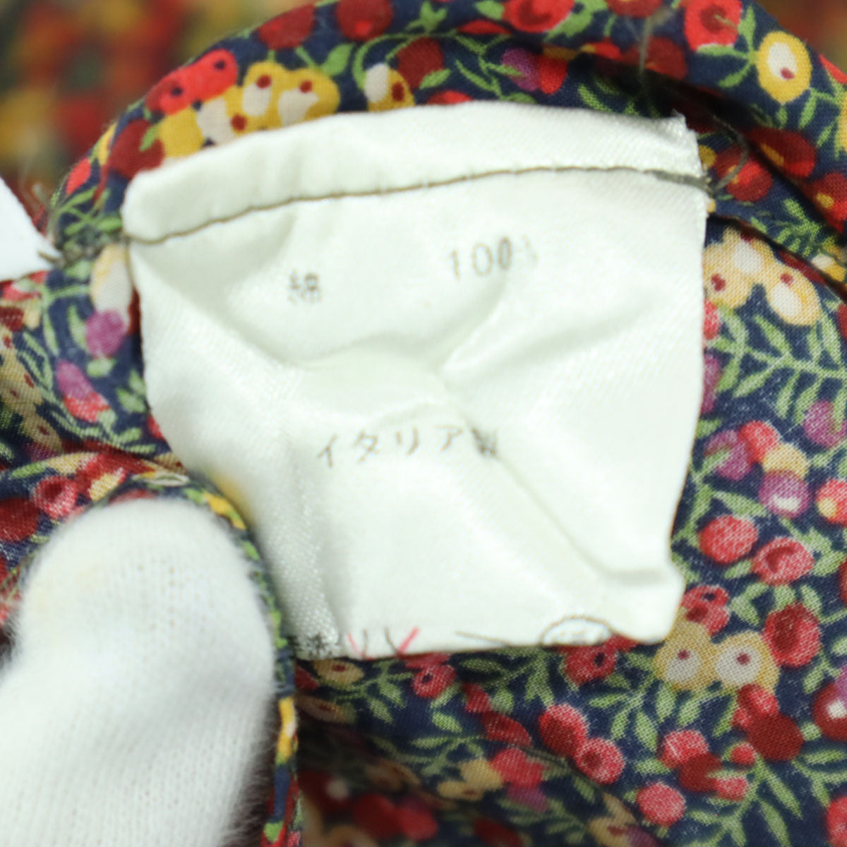 Finamore フィナモレ イタリア製 花柄 長袖 シャツ レッド系 レディース