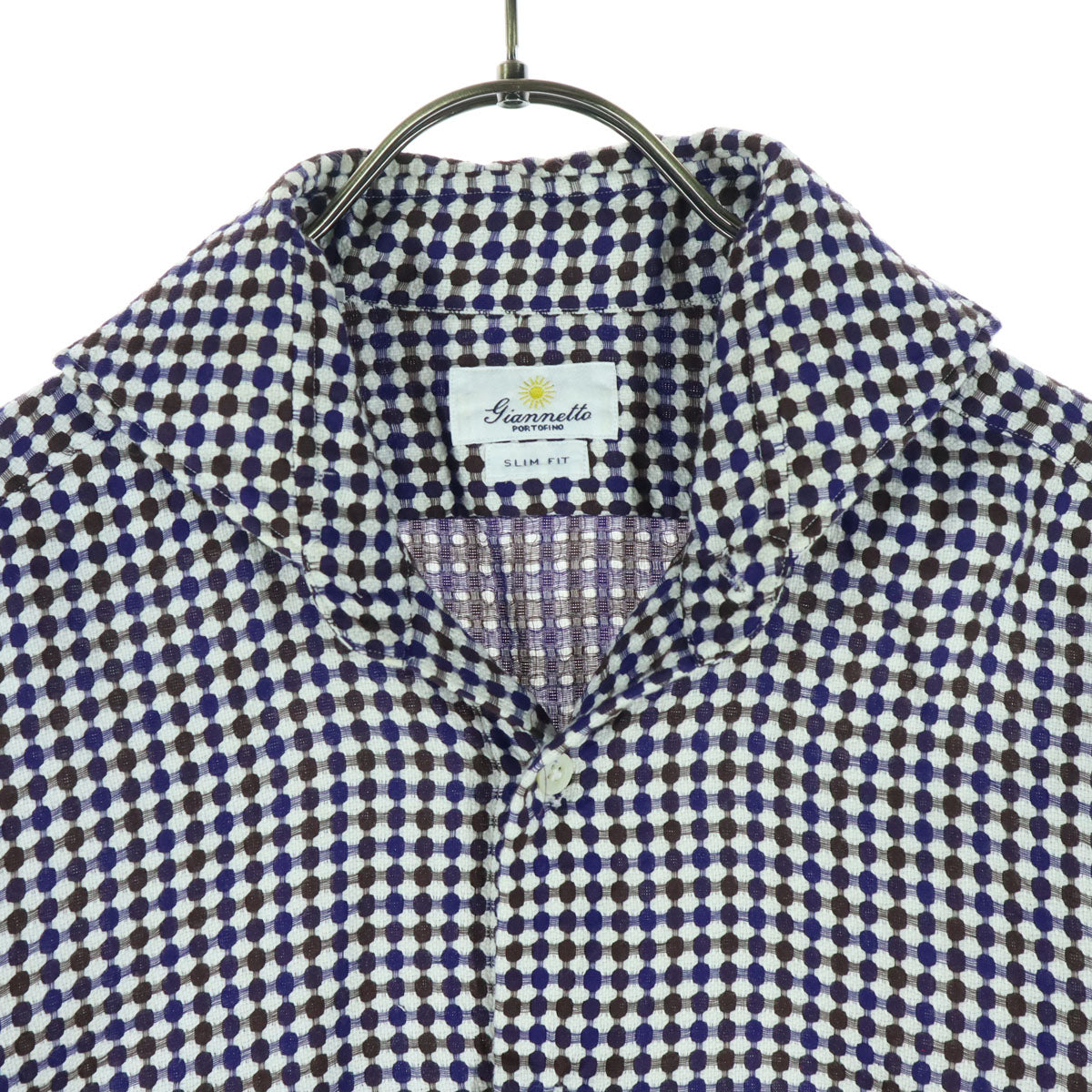 giannetta ジャンネット 総柄 長袖 ショールカラー シャツ ネイビー系 レディース