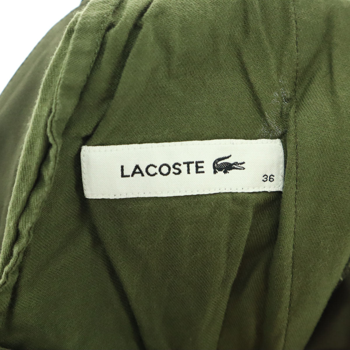 美品 LACOSTE ラコステ ワンポイントロゴ ロングパンツ 36 グリーン メンズ
