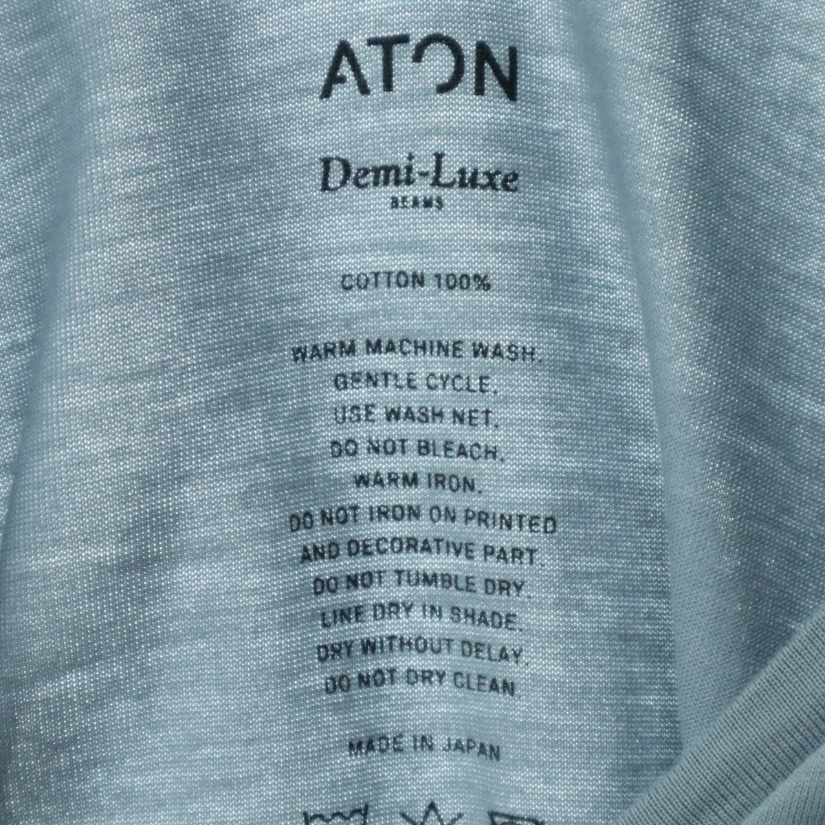 美品 ATON エイトン 日本製 半袖 Vネック ロングワンピース 2 ブルー系 Demi-Luxe BEAMS デミルクスビームス コラボ レディース