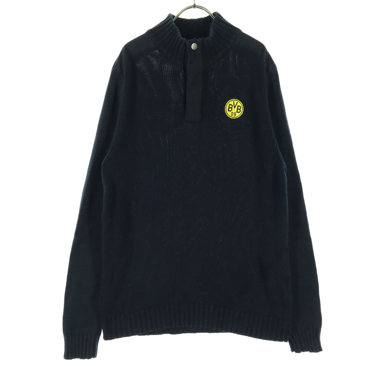Borussia Dortmund ボルシアドルトムント 長袖 ハーフジップ ニット XL ブラック メンズ