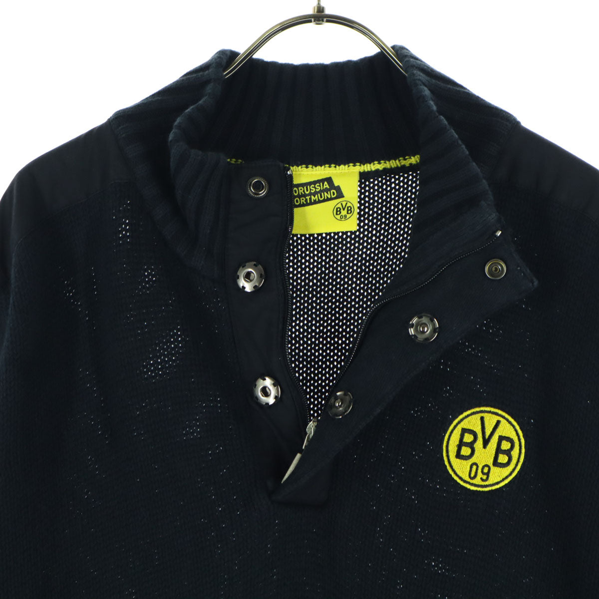 Borussia Dortmund ボルシアドルトムント 長袖 ハーフジップ ニット XL ブラック メンズ