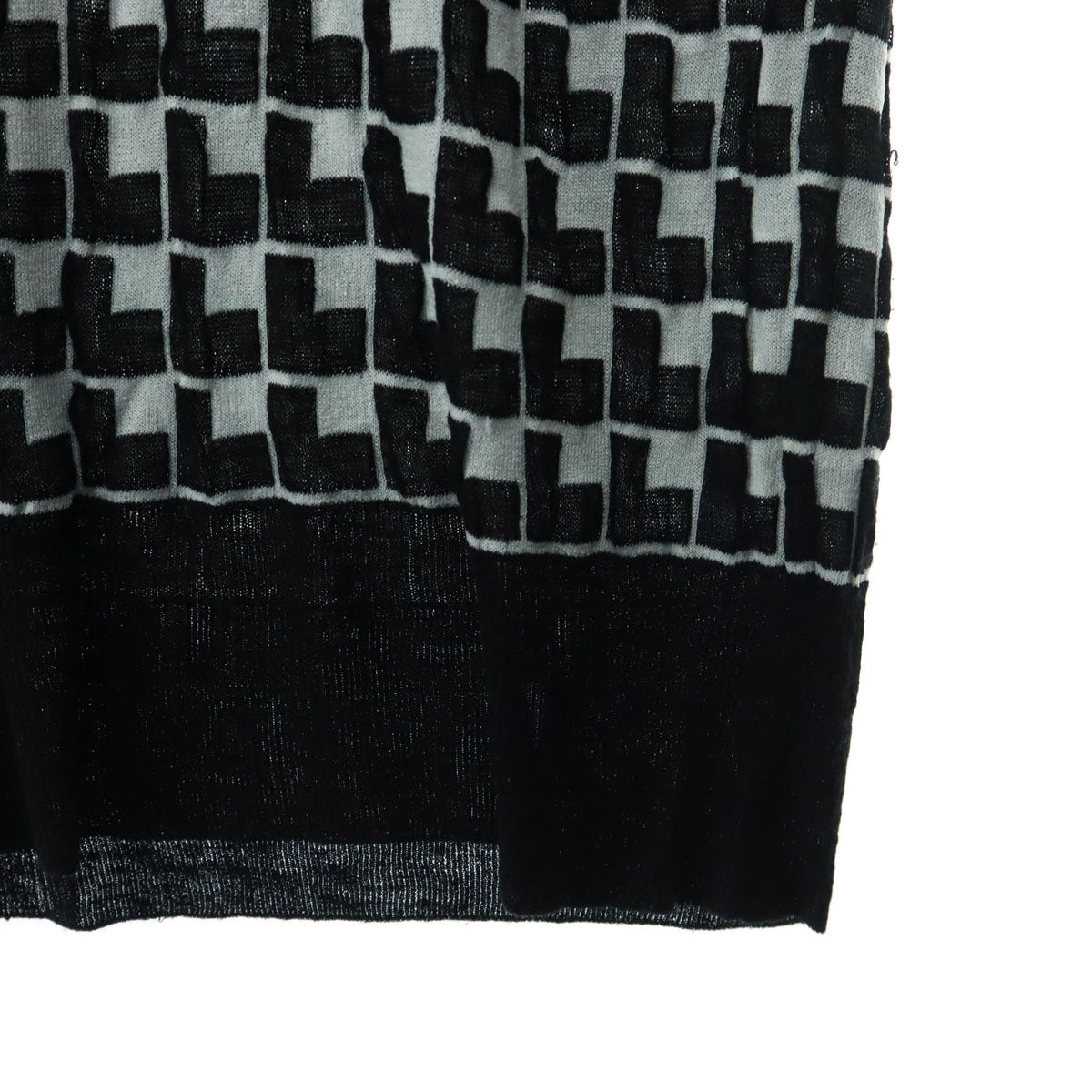 美品 BLAMINK ブラミンク 総柄 ノースリーブ サマー ニット 38 ブラック レディース