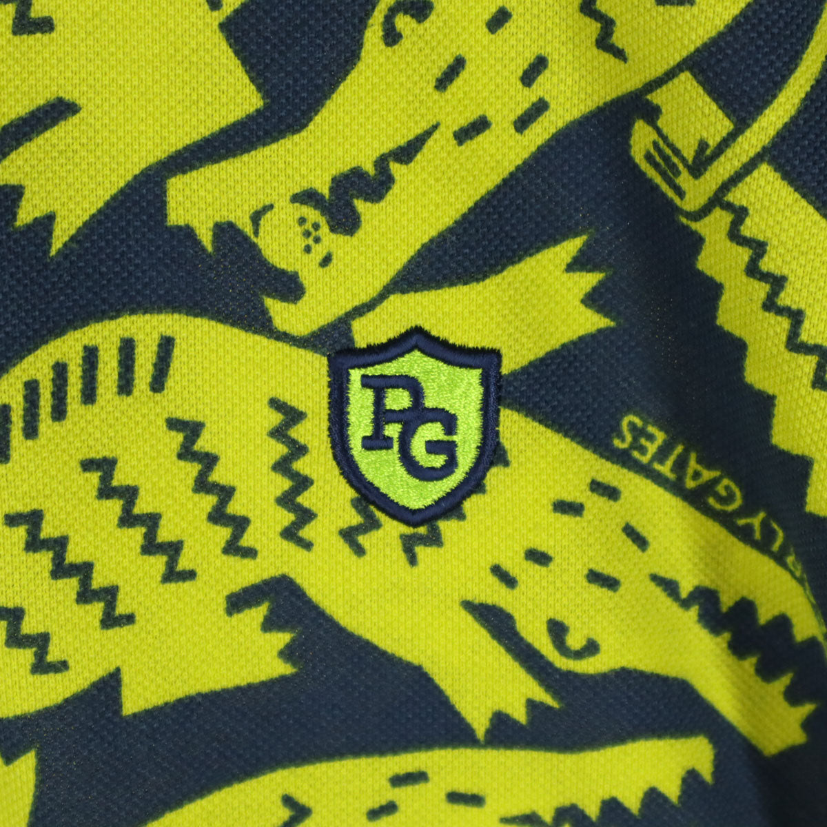 美品 PEARLY GATES パーリーゲイツ ワニ総柄 ゴルフ 半袖 ポロシャツ 6 ネイビー メンズ