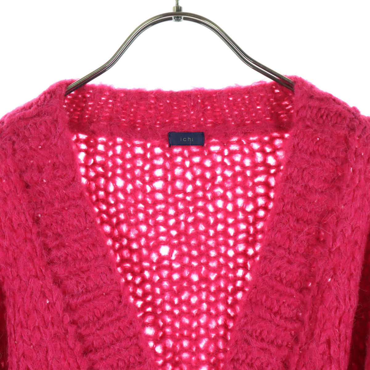 美品 ichi イチ 長袖 ニットカーディガン F レッド レディース