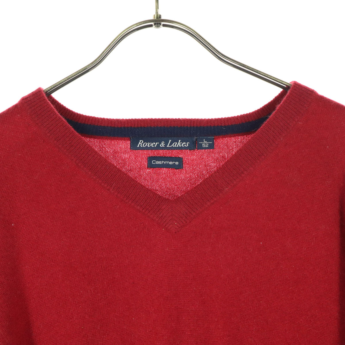 Rover&Lakes ローバーアンドレイクス 長袖 ネック カシミヤ ニット L レッド セーター メンズ