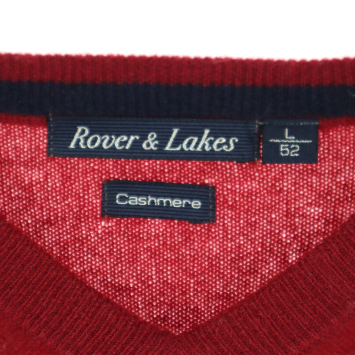 Rover&Lakes ローバーアンドレイクス 長袖 ネック カシミヤ ニット L レッド セーター メンズ