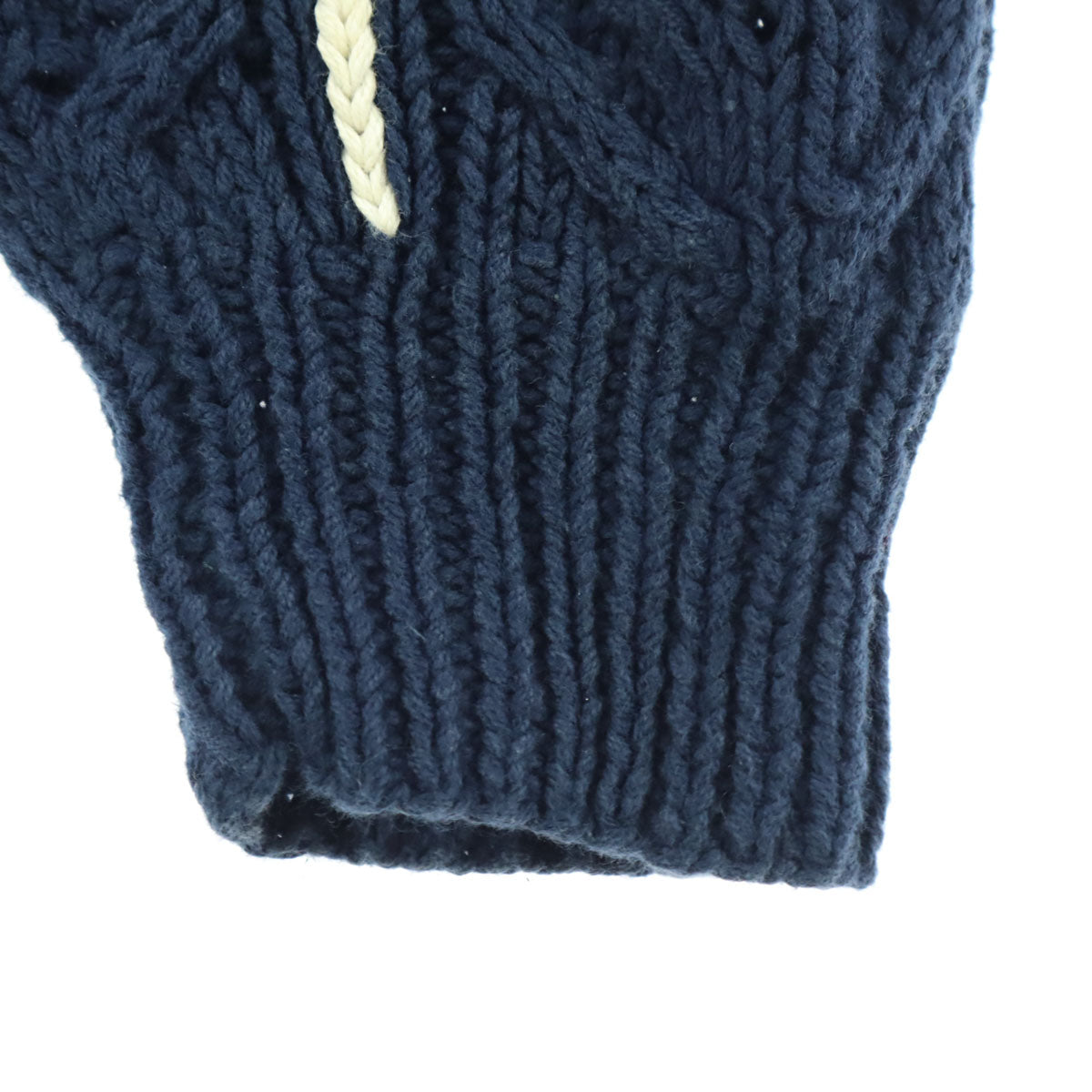 JOHN ASHFORD SPORT ジョンアッシュフォードスポーツ 90s オールド ストライプ柄 長袖 アラン ニットカーディガン L ネイビー メンズ