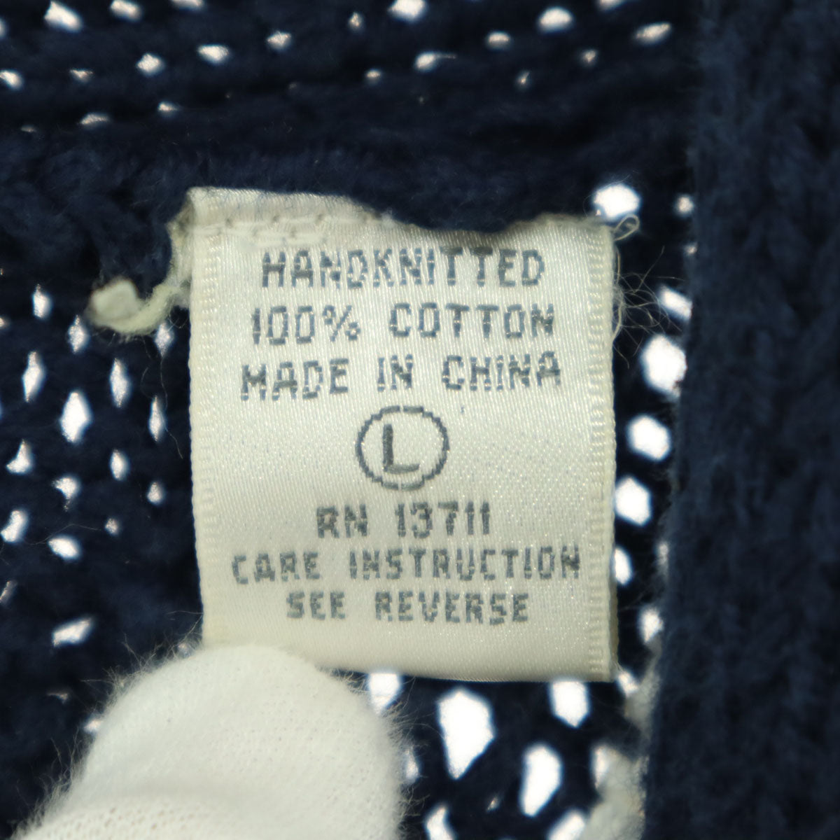 JOHN ASHFORD SPORT ジョンアッシュフォードスポーツ 90s オールド ストライプ柄 長袖 アラン ニットカーディガン L ネイビー メンズ