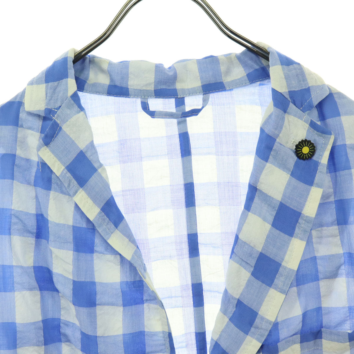 giannetta ジャンネット イタリア製 チェック柄 長袖 ジャケット 48 ブルー メンズ