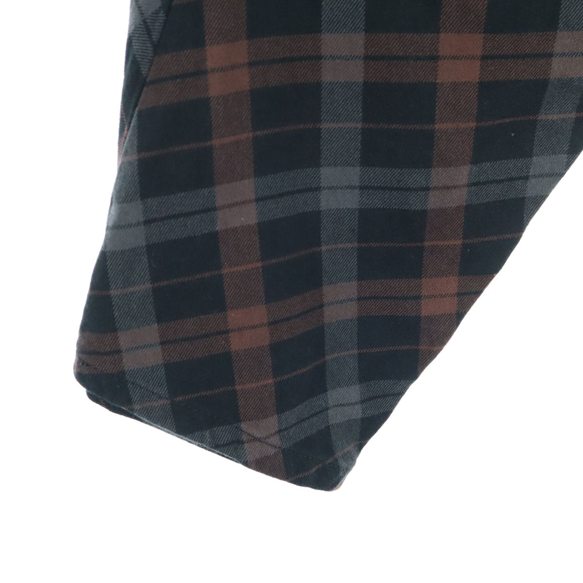 美品 PPFM ピーピーエフエム チェック柄 立体裁断 コットンパンツ ブラウン メンズ