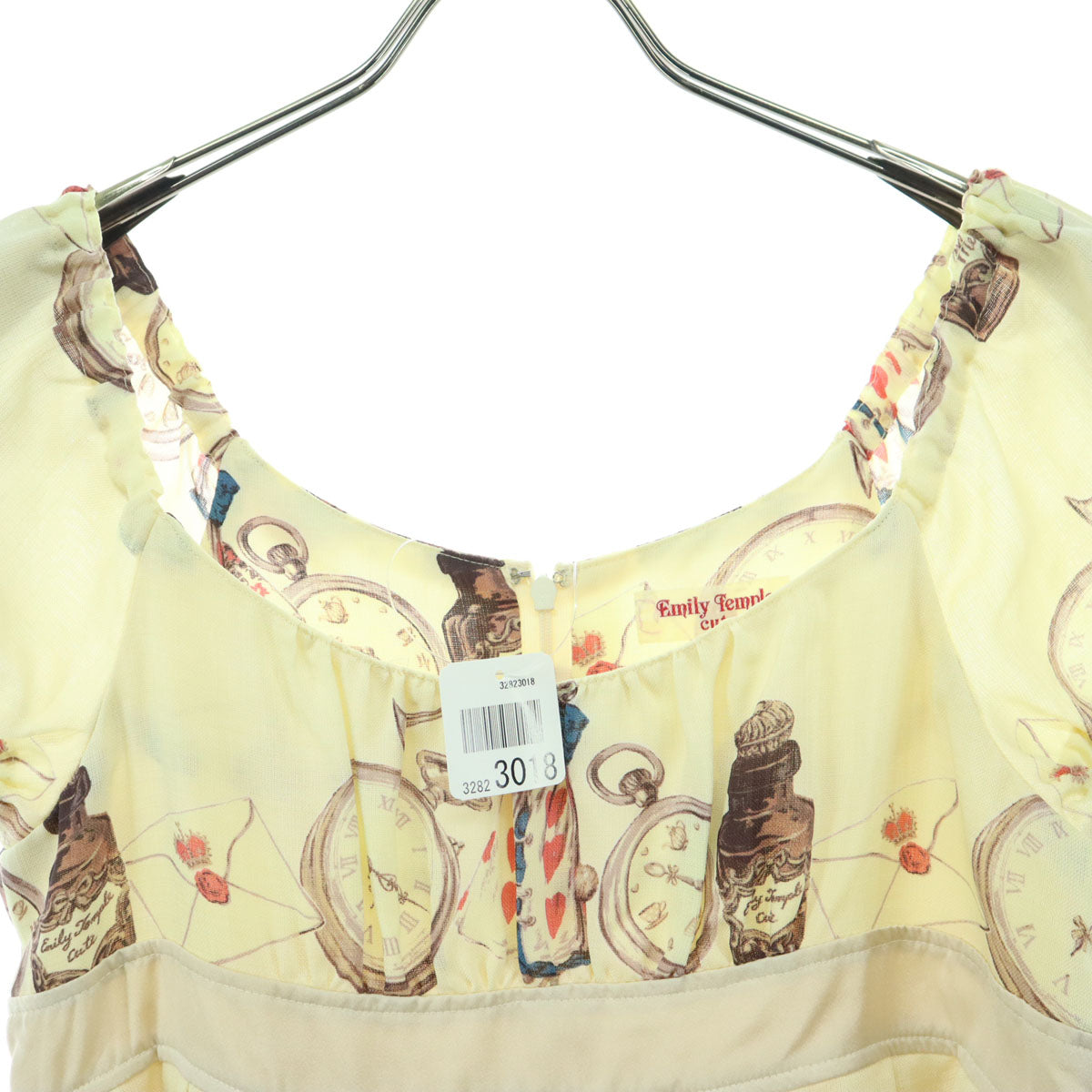 美品 EmilyTemple cute エミリーテンプルキュート パフスリーブ ミニワンピース アイボリー レディース