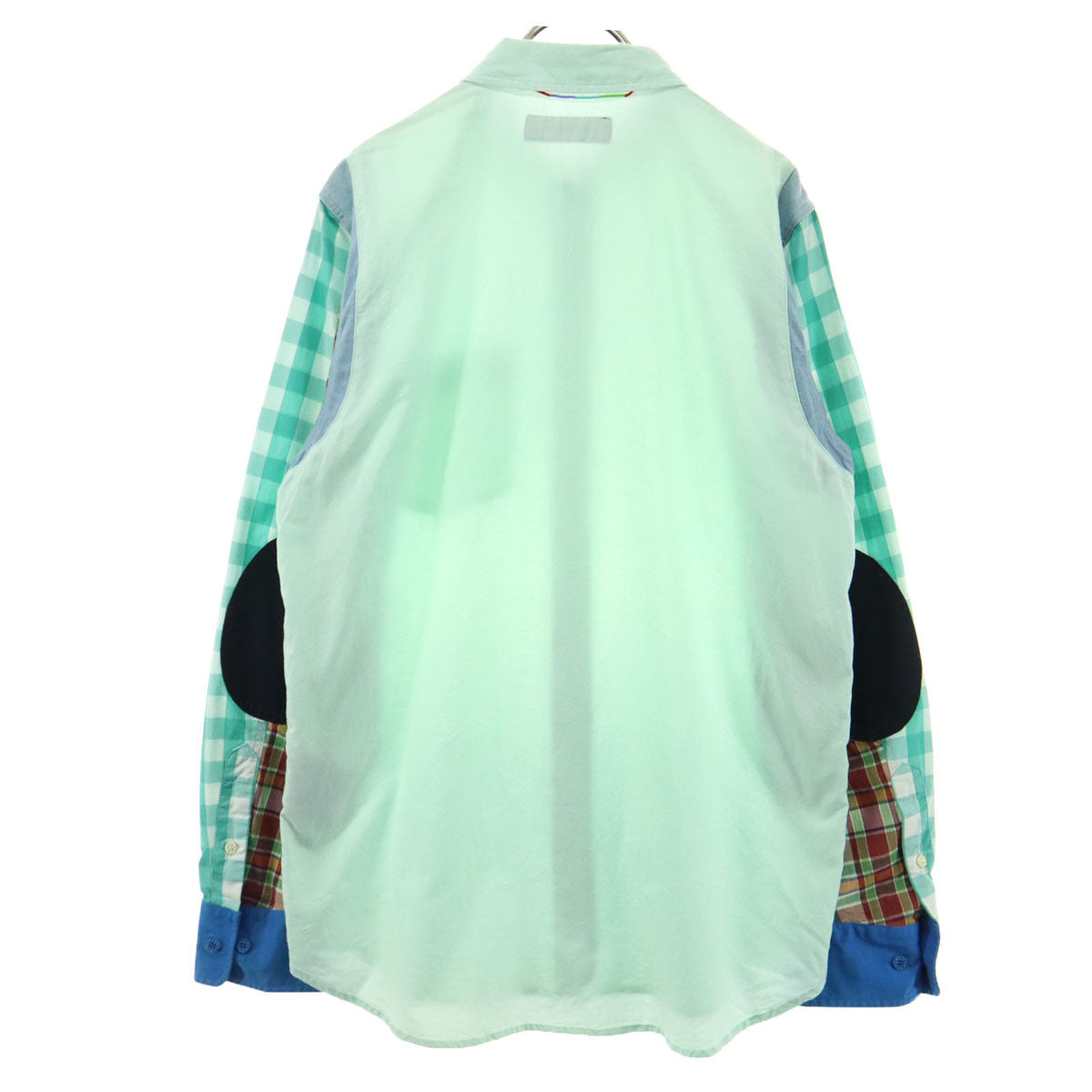 PHENOMENON フェノメノン 日本製 チェック柄 長袖 クレイジーパターン コットンシャツ L グリーン系 前胸ポケット メンズ