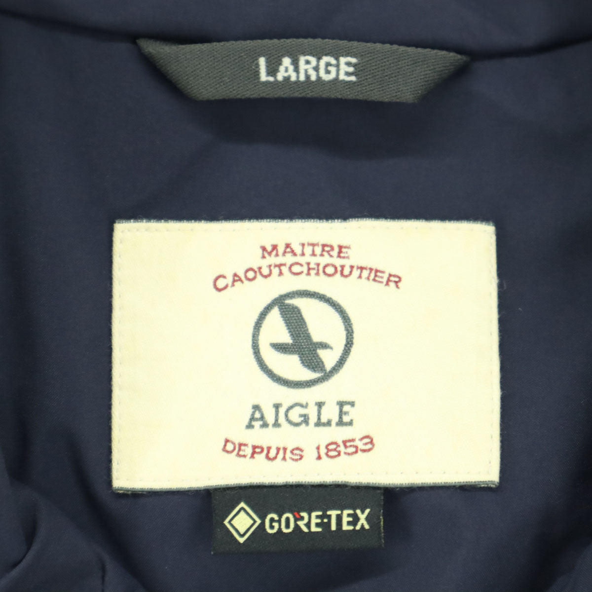 美品 AIGLE エーグル GORE-TEX 長袖 ロングフーデッド コート L ネイビー ゴアテックス 86220 メンズ