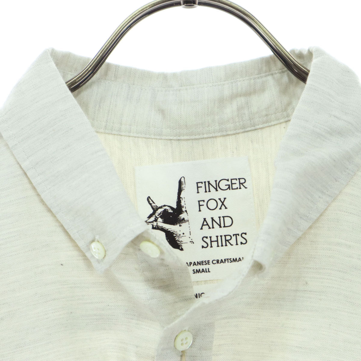 未使用 FINGER FOX AND SHIRTS フィンガーフォックスアンドシャツ 日本製 ワッペン 長袖 ボタンダウンシャツ S ホワイト系 メンズ